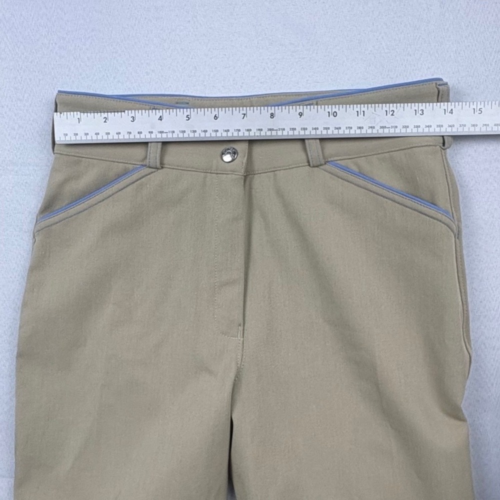 Dover Saddlery Riding Breeches Wellesley Tan Cornflower Knee Patch Size 16 - Picture 8 of 14